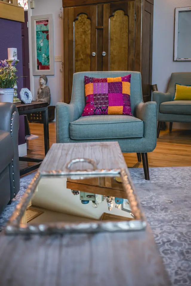 Repurposed Eclectic Living — interior design by Interiors by JanLee, Colorado Springs